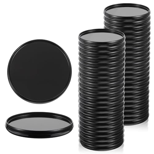 60 Pcs 2 Inches Discbound Expansion Discs, Plastic Disc Binding Rings, Notebook Expansion Discs for DIY Notebooks, Book Binding and Planner Scrapbooking Supplies (Black)