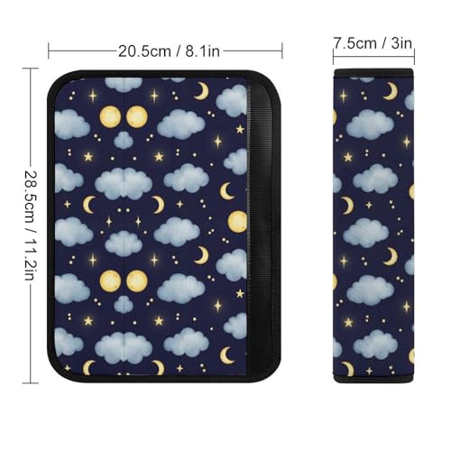 Universal Soft and Comfortable Seat Belt Cover for Adults and Children, Most Cars, 2 Pack Moon Cloud Stars Dreamy Night Sky Seat Belt Covers Cushion Neck and Shoulder Support - color: Pattern 613