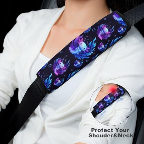 2PCS Lovely Axolotls Gifts Axolotl Seat Belt Cover Breathable Automotive Seat Belt Protector for Adult Use, Most Cars, Pressure Relief - color: Pattern 491
