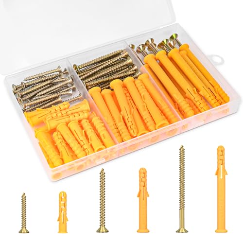 Aovchei 86pcs Drywall Anchors Kit, 43 Plastic Anchors and 43 Screws | 3 Size #8 * 40#8 * 60#8 * 80, Wall Hanging Kit for Hanging Picture Frame, Shelf Brackets, Curtain Rod - size: #8*40 #8*60 #8*80