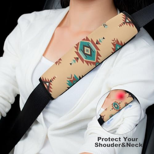 2 Piece Geometric Tribal Red Teal White Aztec Car Seat Belt Pad Breathable Seat Belt Cushion for Child, Stroller Pushchair High Chair, Easy Install (No Tool) - color: Pattern 30