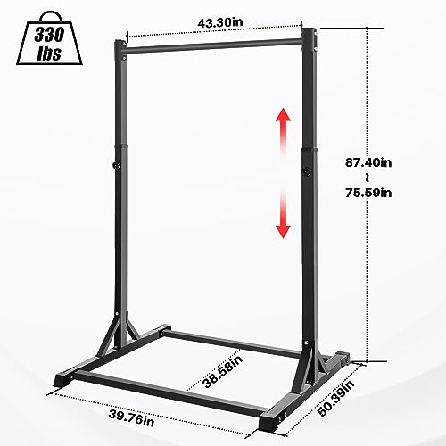 Pull Up Station, Bongkim Power Tower Portable Pullup Bar Station, Pull Up Bar for Home Gym, Pull Up Tower Station 330LBS - color: Black-Rings
