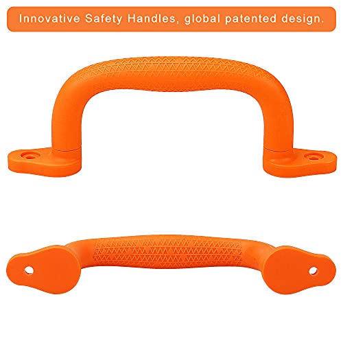 Dolibest 8-Pack Safety Handles for Swing Sets & Playsets - Monkey Bars with Anti-Skid Grip with Finger Indentations, Plastic Grab Handles, Easy Mounting for Climbing Frames, Playhouses, Treehouses - color: Orange-8pcs