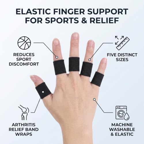 Zerone 10Pcs Finger Protector Sleeve, Elastic Nylon Support Wraps Basketball Sports Aid Finger Sleeves for Joint Protection