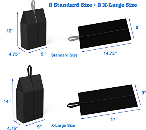 Simple Houseware Travel Shoe Bags, Set of 4 Waterproof with Zipper, Black
