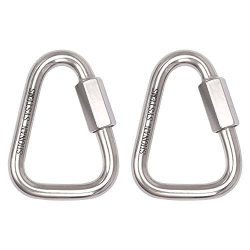 SHONAN 2.9 Inch Delta Quick Link Large Stainless Steel Triangle Quick Links Heavy Duty Triangle Carabiners Marine Grade, 2 Pack, 1535 Lbs Capacity - size: 2.9 Inch, 2 Pack(Marine Grade)