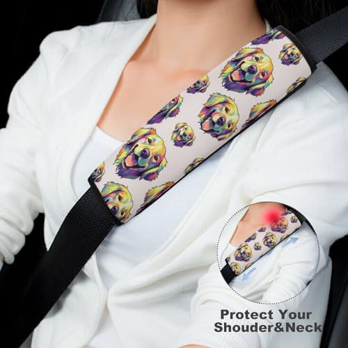 2 Pack Golden Retriever Dog Car Seat Belt Pad Universal Soft and Comfortable Harness Pads Strap for Adult Use, Most Cars, Easy Install (No Tool) - color: Pattern 679