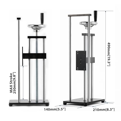 Manual Force Test Stand Hand Wheel Operated 250mm Stroke | For ZMF Force Gauge 2 Pcs Testing Clamps Heavy Duty Base Tension Compression Stability Precise Manual Control