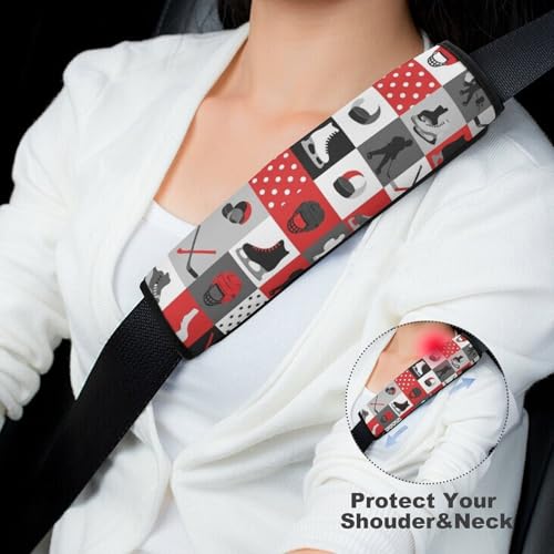 2 Pack Hockey Red Grey Plaid Seat Belt Shoulder Pad Universal Soft and Comfortable Seat Belt Covers Cushion for Kids, Most Cars, Comfortable Driving - color: Pattern 490