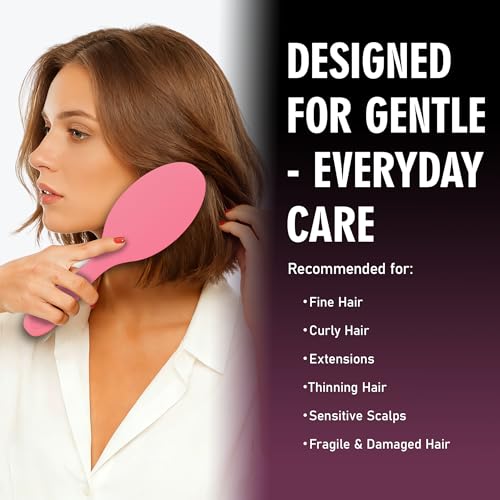 EAGLE FORTRESS Boar Bristle Hair Brush for Women, Men & Kids, Detangling Hair Brush with Polished Nylon Pins for Fine, Thin, Wet & Dry Hair, Hair Extensions, Smooth & Shine – Rose - color: Rose