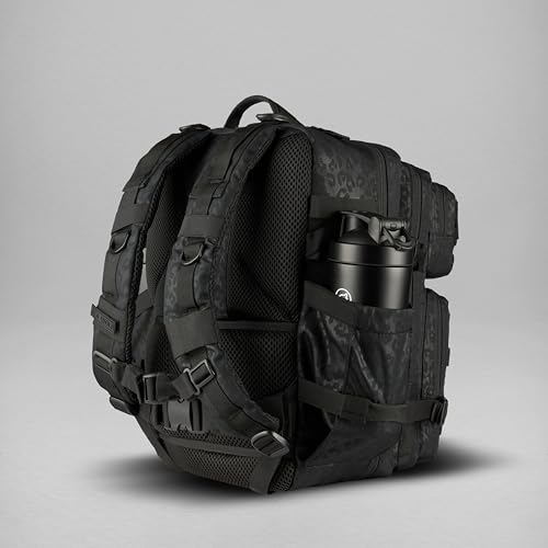 WOLFpak 35L Athletic Gym Backpack - Durable 1000D Waterproof Oxford Material with MOLLE Webbing, Laptop Pocket - color: Black Leopard