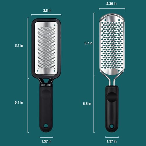 Foot File Foot Scrubber Pedicure, 2 Pcs Stainless Steel Callus Remover for Feet, Professional Foot Grater Rasp Scraper Corns Callous Removers Tool to Hard Skin Corns for Dry and Wet Fee - style: 2 X Foot Rasp