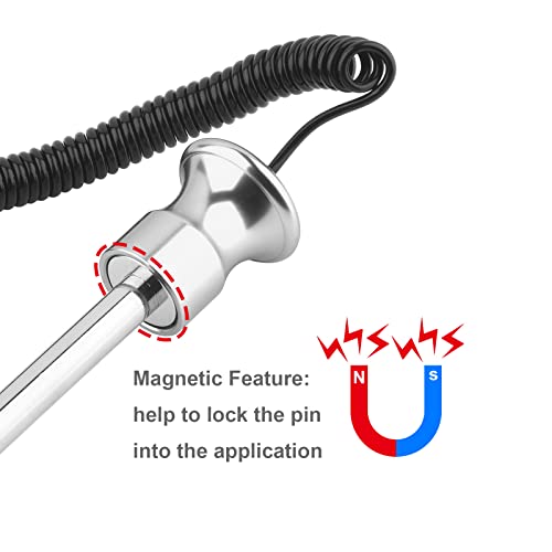 Cosmos Gym Weight Stack Pin Universal Replacement Selector Lock Pin Detent Hitch Pin, Tensile 3/8" Dia. & 4" Locking Space with Lanyard, for Gym Equipment Machine Weight Plate - color: Silver Tone Knob