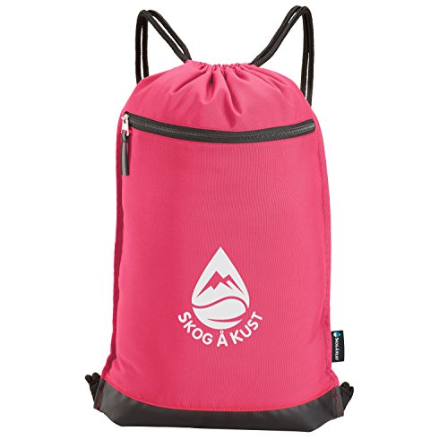 Skog Å Kust GymSak | Patented 2-in-1 Drawstring Cinch Bag with Removable Waterproof Dry Bag | Pink - color: Pink