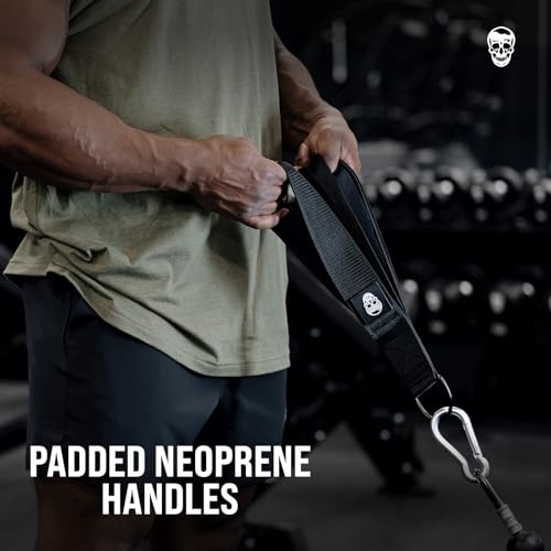 Gymreapers Tricep Rope Cable Attachment - Multi-Workout Tricep Pull Down Cable Attachment - Perfect Gym Cable attachments (3 Lengths Built in One) - color: Black, size: Tricep Strap - 13"