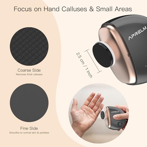 AprElm Portable Electric Hand & Foot Callus Remover with 2 Glass Grinding Heads, Rechargeable 800RPM Mini Electric Hand & Foot File for Travel Outdoors Climbers Gym Athletes (E9 Black Gold) - color: Black Gold