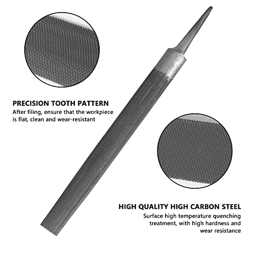 KALIM 2-Piece Flat & Half Round Medium Cut File, Double Cut Teeth, 6'' Length, Made of High Carbon Steel, Hand File Without Handle Suitable for Wood, Metal, Sharpening, etc.