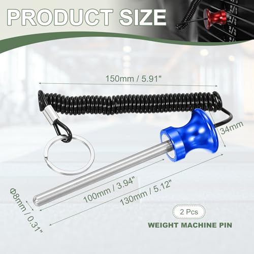 Weight Stack Pin, Weight Gym Pin Strength Training Equipment Replacement with Pull Rope for Commercial Home - color: Blue, size: 0.3 x 3.9 Inch
