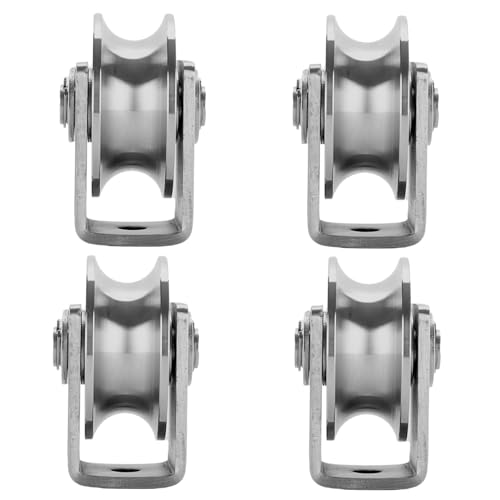 Stainless Steel U Groove Wheel Heavy Duty Pulley Smooth Rolling Door Wheels Sliding Gate Hardware High Weight Capacity Rollers Rolling Driveway Gate Bracket Rollers for Carts Furniture Machinery - size: 4pc 3inU