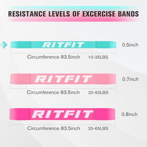 RitFit Pull Up Assist Band in Natural Latex for Stretching and Mobility | Resistance Band,Eco-Friendly Latex, Pull-Ups Powerlifting, Physical Therapy Rehab, Full-Body Training, Mobility Training - color: Aqua