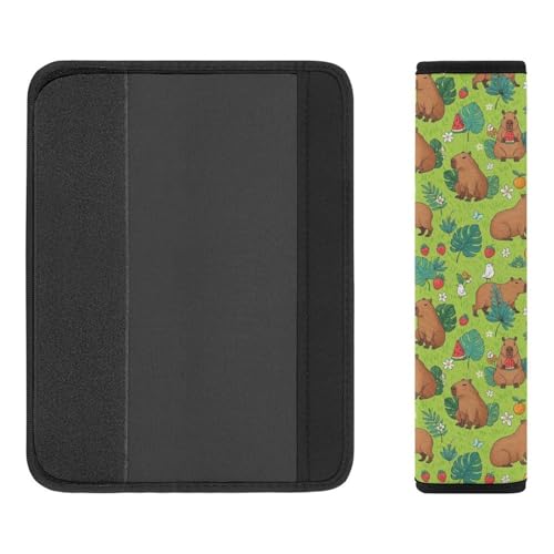 1 Pair Cute Capybaras Green Seat Belt Shoulder Pad Soft Padded Seat Belt Cushion for Adult Use, Stroller Pushchair High Chair, Pressure Relief - color: Pattern 99