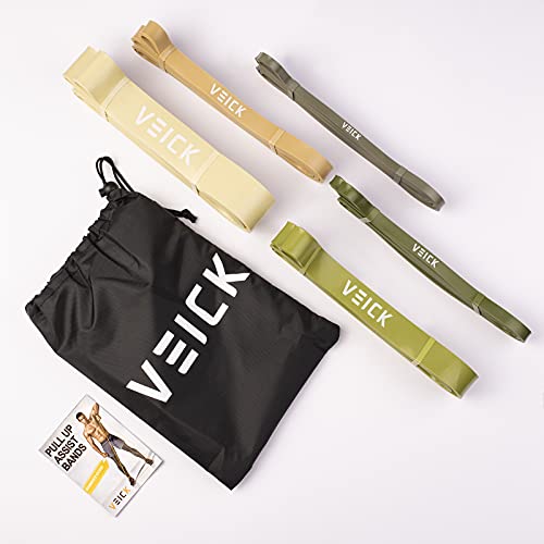 VEICK Pull Up Assist Resistance Bands for Home Gym | 100% Natural Latex, Non Slip Leather Texture, Space Saving, Versatile for Full Body Training, Home Gym - color: Green Set of 5
