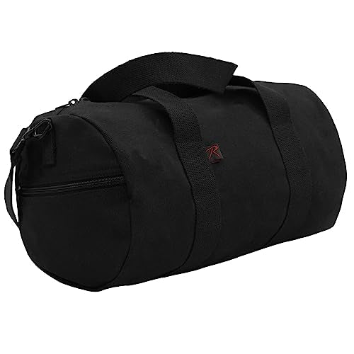 Rothco Heavy-Duty Canvas Shoulder Duffle Bag - Rugged Travel Gym Gear Equipment Bag - color: Black, size: 15 Inches