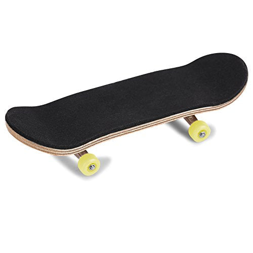 Milltrip Wooden Finger Skateboards, 1Pc Maple Wooden Alloy Fingerboard Finger Skateboards with Box Reduce Pressure Gifts (Yellow) - color: Yellow