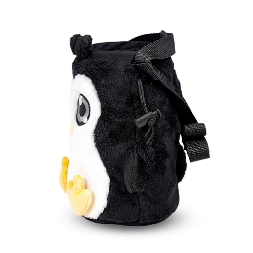 Chalk Bag for Rock Climbing - Cute Chalk Bag for Bouldering, Gym, Indoor & Outdoor Climbing with Adjustable Belt, Brush Holder & Carabiner - style: Penguin