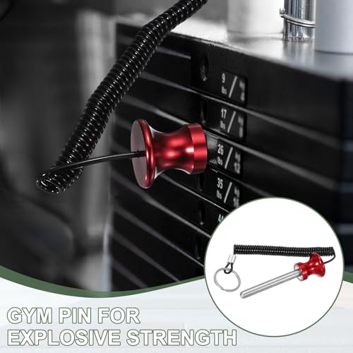 Weight Stack Pin, Weight Gym Pin Strength Training Equipment Replacement with Pull Rope for Commercial Home - color: Red, size: 0.4 x 3.1 Inch