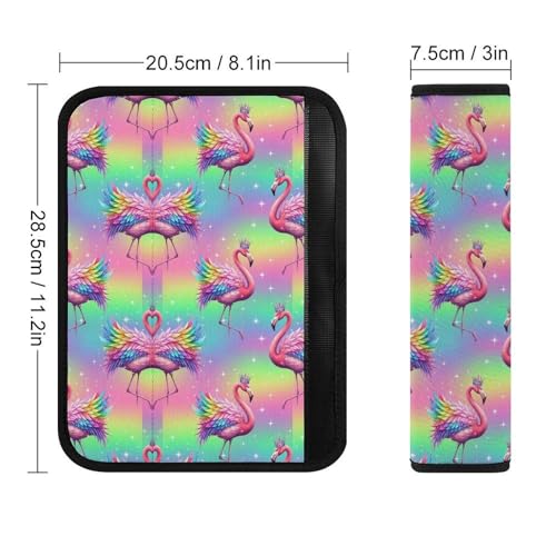 Universal Fit Seat Belt Shoulder Pad for Adult Use, Most Cars, 2 Pack Flamingo Pink Rainbow Harness Pads Strap Pressure Relief - color: Pattern 767
