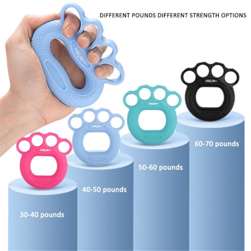 4 Fingers Exercise Ring,Silicone Grip Strength Rings Hand Grip Strengthener, Hand Training Ring Finger Strength Trainer for Forearm Hand Exercise Guitar Finger Strengthener Rock Climbing, Set of 4