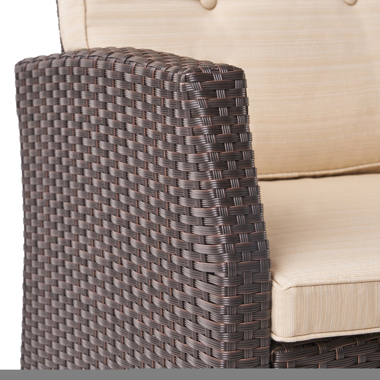 BARONAGE Outdoor Rope and Steel Club Chairs, MARTA 3 SEATER Brown