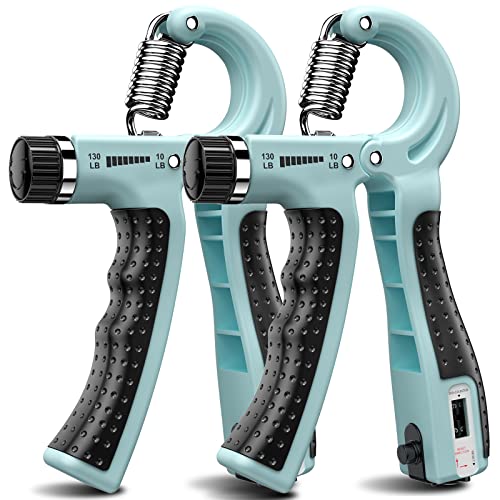 KDG Hand Grip Strengthener 2 Pack Adjustable Resistance 10-130 lbs Forearm Exerciser，Grip Strength Trainer for Muscle Building and Injury Recovery for Athletes - color: Deep Blue