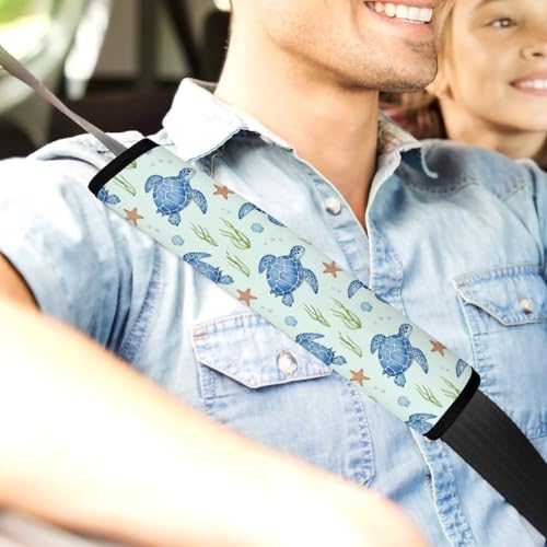 2 Pack Watercolor Turtle Car Seat Straps Shoulder Pads Soft Padded Seat Belt Cushion for Kids, All Vehicles, Pressure Relief - color: Pattern 1079