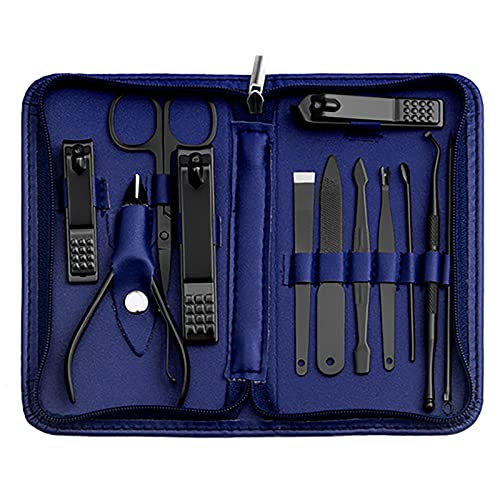 Nail Kit, Manicure Kit, Nail Care Kit for Men, Manicure Pedicure Set, Nail Clippers Toenail Clippers Kit, Professional Manicure Kit Pedicure Kit, Blue Travel Case, Set of 12. - color: A-dark Blue