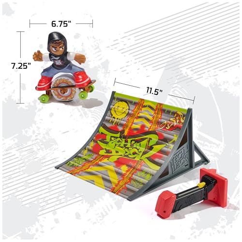 TECH DECK Shred N' Blast Sk8board, Motorized Finger Skateboard Toy with Rider & Ramp for Fast Tricks & High Jumps, Kids Toys for Boys and Girls Ages 6 & Up, Batteries Required - style: Shred N Blast Sk8board