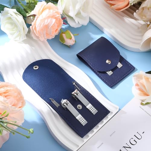 Geosar 12 Sets Manicure Gifts Bulk Nail Clippers Pedicure Kit Stainless Steel Professional Pedicure Grooming Kits Nail Care Tools with Travel Case for Women Men Hand Foot Birthday(Dark Blue) - color: Dark Blue