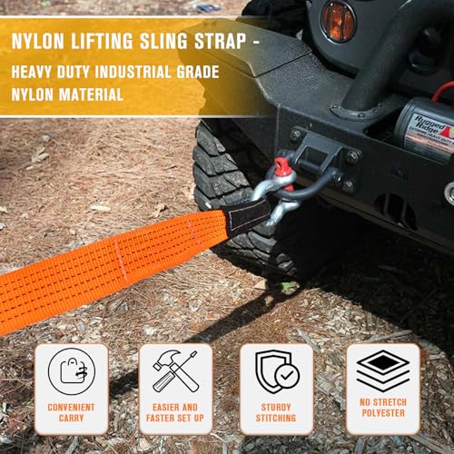 2PCS 3" x10Ft Lift Sling Straps 28000LBS Heavy Duty Tow Strap | Heavy Duty Nylon Webbing Sling,28000 LBS Capacity Eye-to-Eye Lifting Straps for Hoist,Winch,Tree Saver & Recovery Towing