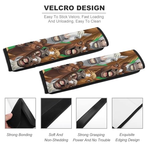Breathable Car Seat Belt Pad for Girls and Boys, Stroller Pushchair High Chair, 2PCS Cartoon Selfie Horses Shoulder Harness Cover Easy Install (No Tool) - color: Pattern 44