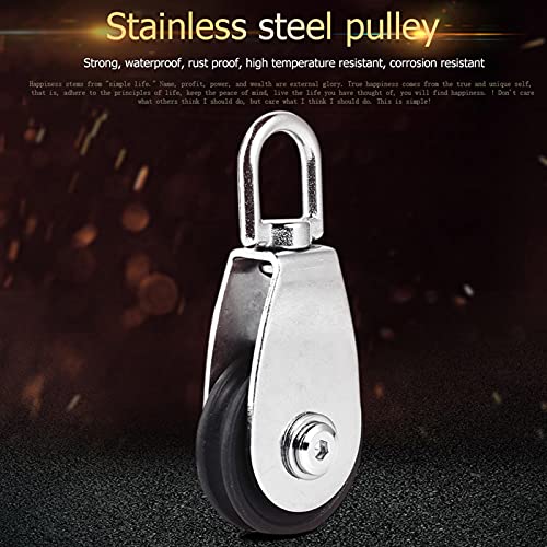 KANASI Fitness Bearing Pulley, Stainless Steel Dual Bearings Nylon Wheel Mute Pulley Block for Gym Equipment and Outdoor Rope Tools