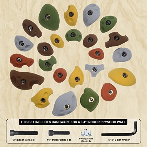 Atomik Climbing 24 Classic Hand and Foot Holds Bolt-On in Assorted Earth Tones