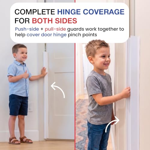 Fingersafe Home Door Finger Guard 43” uPVC Complete Set for Kids Safety- Push & Pull Door Finger Pinch Guard for Kids - Easy 3M Stick-On Safety Cover - Made in USA Finger Guards for Doors - style: HOME-COMPLETE-SET
