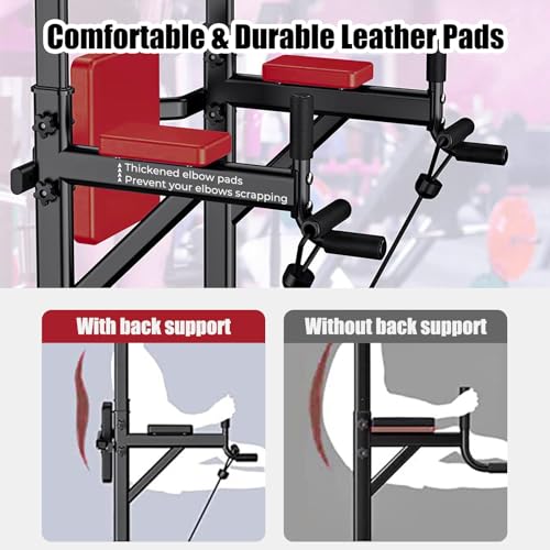 Tappio Power Tower Pull Up Bar for Home Gym, Multi Functional Pull Up Bar Stand Dip Bar Station, Adjustable Height Workout Dip Station Strength Training Fitness Equipment - color: Black-02
