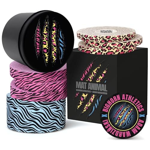 Bighorn Athletics × Adam Wardziński Mat Animal Tape Kit, Neon Jungle Set | Special edition set with 7 rolls of bold printed finger & sports tapes in a tin holder. Residue-free Zinc oxide adhesive. - color: Neon Predator