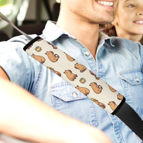 Universal Soft and Comfortable Seat Belt Cover for Adult Use, Stroller Pushchair High Chair, 2 Pack Cute Capybara Shoulder Harness Cover - color: Pattern 363