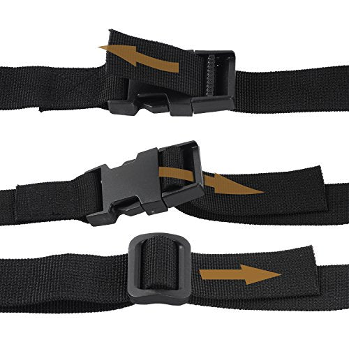 Wisdompro Luggage Strap, 2 Pack Heavy Duty Utility Straps - 68 inch, Black | Lashing Straps with Quick Release Buckle, Adjustable Nylon Belt for Backpacking, Sleeping Bag Compression, Camping, Hiking - color: Black, size: 68 inches