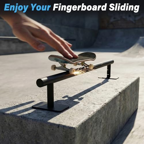 Fingerboard Rail, 11" Metal Round Grind Rail for Finger Skateboards, Solid Steel Obstacle with Weighted Base & Non-Slip Pads, Portable Desk Skatepark Accessory for Tricks, Grinds & Slides - size: round