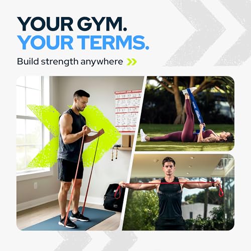 Gym Quality Long Resistance Bands Multi Pack of 5- Loved by Fitness Pros for Group Workouts in Gyms, Boxes, Studios and Bootcamps. Perfect for Pull Ups, Strength Training, Mobility - color: #3 Black, Medium