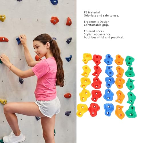 Rock Climbing Holds Set, Colorful Ergonomic Stones with Textured Grip for Indoor Outdoor Climbing Walls